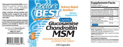 Photo of the Doctor's Best Glucosamine Chondroitin MSM label