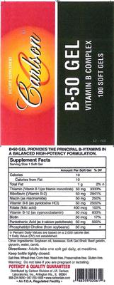 Photo of the Carlson B-50 Gel label