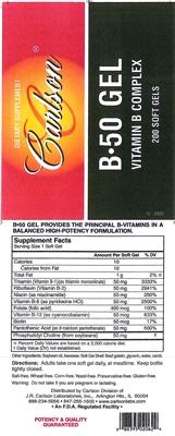 Photo of the Carlson B-50 Gel label