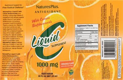 Photo of the NaturesPlus Liquid C Supplement 1000 mg Orange Flavor label