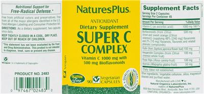 Photo of the NaturesPlus Super C Complex label