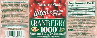 Photo of the NaturesPlus Ultra Cranberry 1000 label