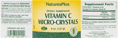 Photo of the NaturesPlus Vitamin C Micro-Crystals label