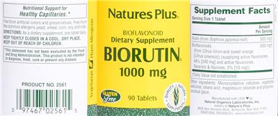 Photo of the Natures Plus Biorutin 1000 mg label