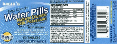 Photo of the Basic Vitamins Extra Strength Water Pills label