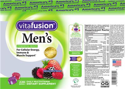 Photo of the vitafusion Men's Natural Berry Flavors label