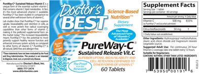 Photo of the Doctor's Best PureWay-C Sustained Release Vit. C label