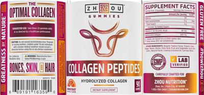 Photo of the ZHOU Collagen Peptides Orange Blast label