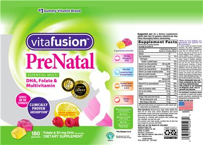 Photo of the vitafusion PreNatal Natural Raspberry Lemonade Flavor label
