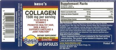 Photo of the Basic Vitamins Collagen label