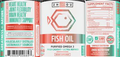 Photo of the ZHOU Fish Oil label