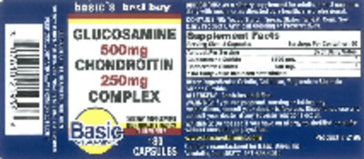 Photo of the Basic Vitamins Glucosamine Chondroitin Complex label