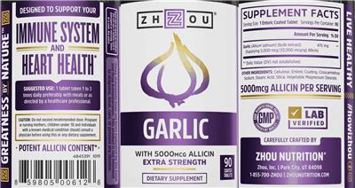 Photo of the ZHOU Garlic with 5000 mcg Allicin Extra Strength label