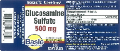 Photo of the Basic Vitamins Glucosamine Sulfate 500 mg label