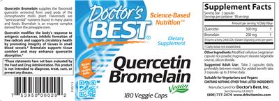 Photo of the Doctor's Best Quercetin Bromelain label