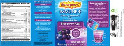 Photo of the Emergen-C Immune+ Blueberry-Acai label