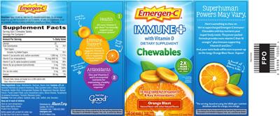 Photo of the Emergen-C Immune+ Chewables Orange Blast label