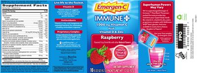 Photo of the Emergen-C Immune+ Raspberry label