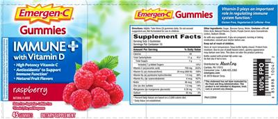 Photo of the Emergen-C Immune+ Raspberry label