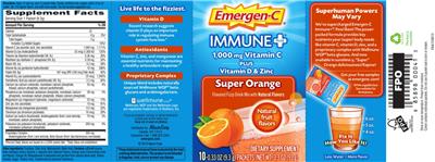 Photo of the Emergen-C Immune+ Super Orange label