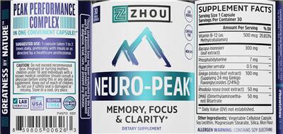 Photo of the ZHOU Neuro-Peak label