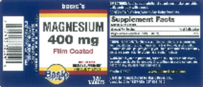 Photo of the Basic Vitamins Magnesium 400 mg label