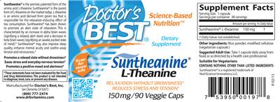 Photo of the Doctor's Best Suntheanine L-Theanine 150 mg label