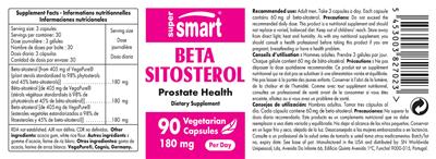 Photo of the SuperSmart Beta Sitosterol 180 mg label
