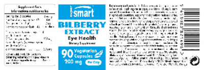 Photo of the SuperSmart Bilberry Extract label
