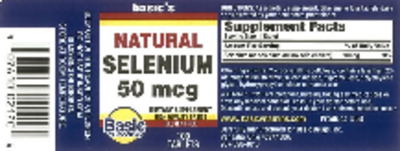 Photo of the Basic Vitamins Natural Selenium 50 mcg label