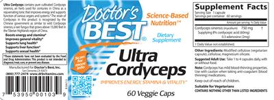 Photo of the Doctor's Best Ultra Cordyceps label
