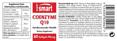 Photo of the SuperSmart Coenzyme Q10 90 mg label