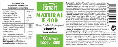 Photo of the SuperSmart Natural E 400 label