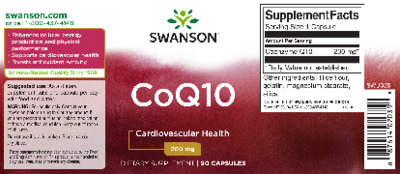 Photo of the Swanson CoQ10 200 mg label