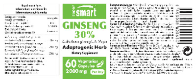 Photo of the SuperSmart Ginseng 30% 2000 mg label
