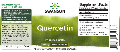 Photo of the Swanson Quercetin 475 mg High Potency label