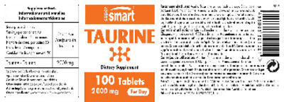 Photo of the SuperSmart Taurine 2000 mg label