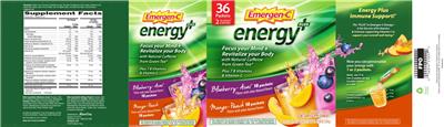Photo of the Emergen-C Energy Plus Blueberry-Acai / Mango-Peach label