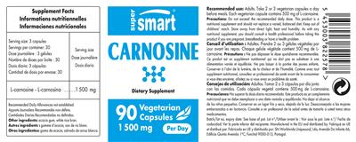 Photo of the SuperSmart Carnosine 1500 mg label