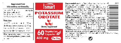 Photo of the SuperSmart Potassium Orotate 450 mg label
