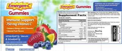 Photo of the Emergen-C Immune Support 750 mg Vitamin C label