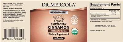 Photo of the Dr. Mercola BioDynamic Organic Fermented Cinnamon 1,000 mg label
