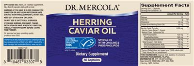 Photo of the Dr. Mercola Herring Caviar Oil label