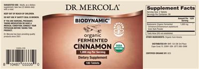 Photo of the Dr. Mercola BioDynamic Organic Fermented Cinnamon 1,000 mg label