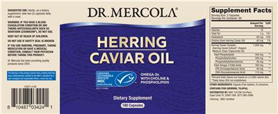 Photo of the Dr. Mercola Herring Caviar Oil label