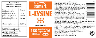 Photo of the SuperSmart L-Lysine 6000 mg label