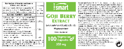 Photo of the SuperSmart Goji Berry Extract 500 mg label