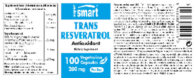 Photo of the SuperSmart Trans Resveratrol 200 mg label