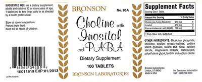 Photo of the Bronson Choline with Inositol and PABA label