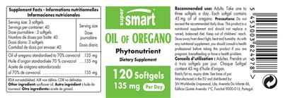 Photo of the SuperSmart Oil of Oregano 135 mg label